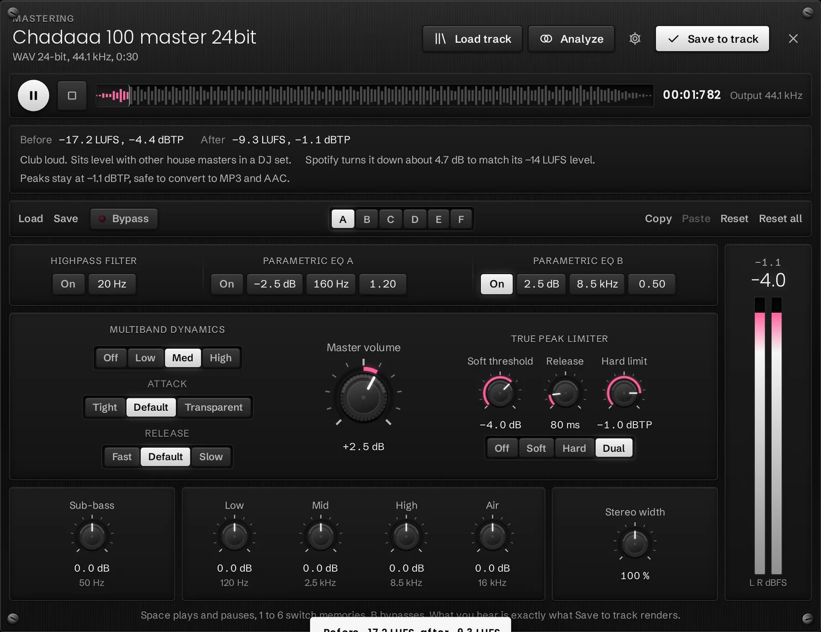 The Listncloud mastering console
